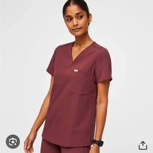 FIGS dark cherry XS pants and XS top.